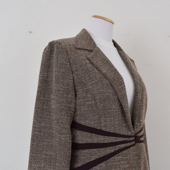 Vintage 90s Tweed Brown Jacket size 12 - Picture 6 of 10